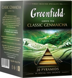 Чай зеленый, Greenfield (Гринфилд) 1.8 г №20 Классик Генмайча пирамидки